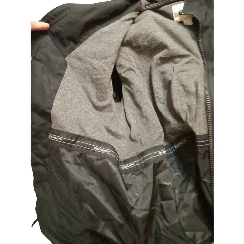 Old Navy Mens Full Zip Jacket Black Jersey Lined Stand Collar WaterResistant Med